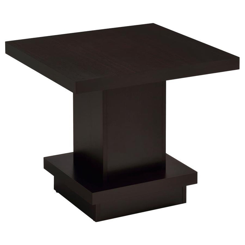 Reston - Pedestal Square End Table - Cappuccino