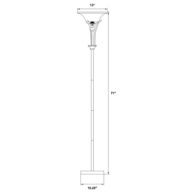 Archie - Floor Lamp With Frosted Ribbed Shade - Brushed Steel