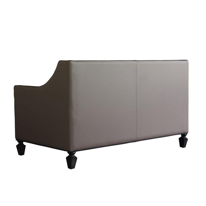 House - Beatrice Loveseat - Tan PU, Black PU & Charcoal Finish