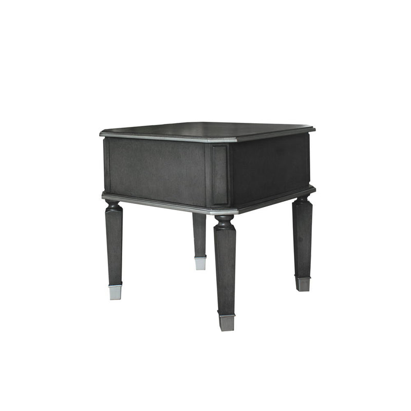 House - Beatrice End Table - Charcoal & Light Gray Finish