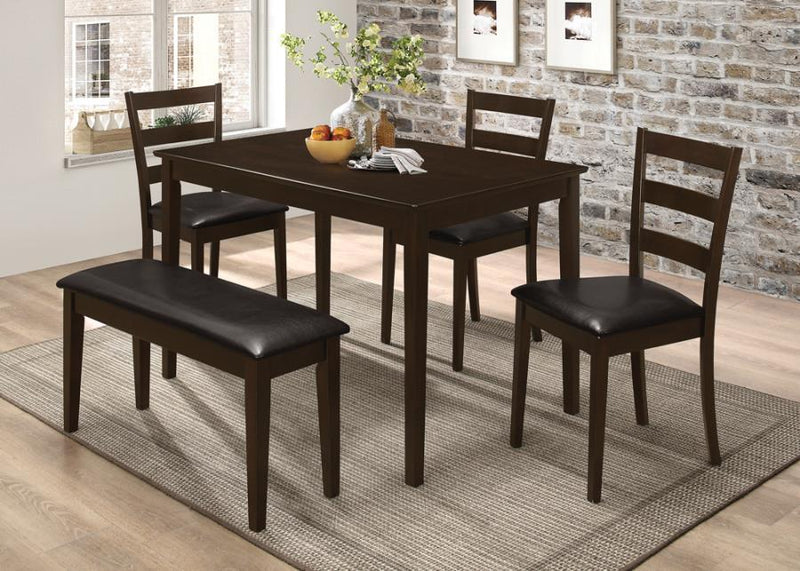 Guillen - 5 Piece Dining Set With Bench - Cappuccino And Dark Brown