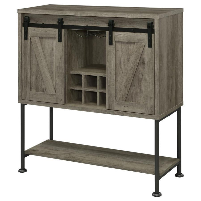 Claremont - Sliding Door Bar Cabinet With Lower Shelf - Gray Driftwood