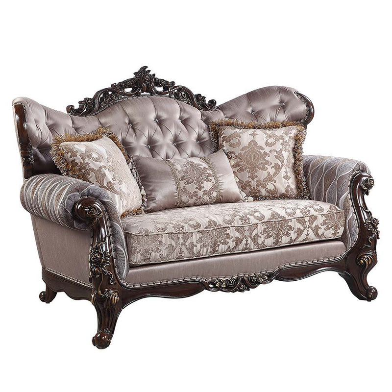 Benbek - Loveseat - Fabric & Antique Oak Finish