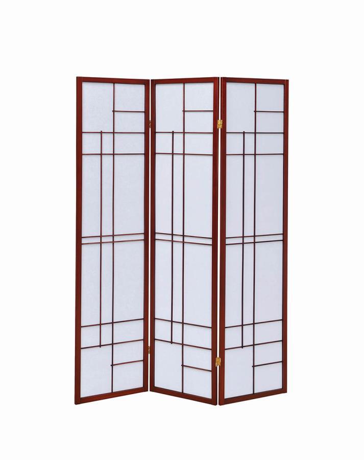 Katerina - 3-Panel Folding Floor Screen - White And Cherry