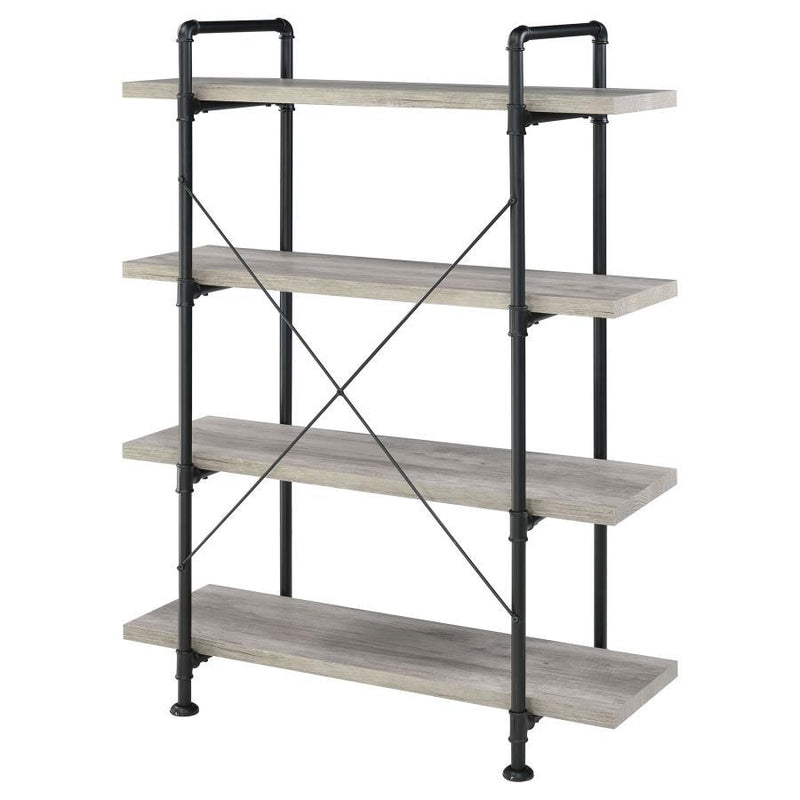 Delray - 4-Tier Open Shelving Bookcase - Gray Driftwood And Black