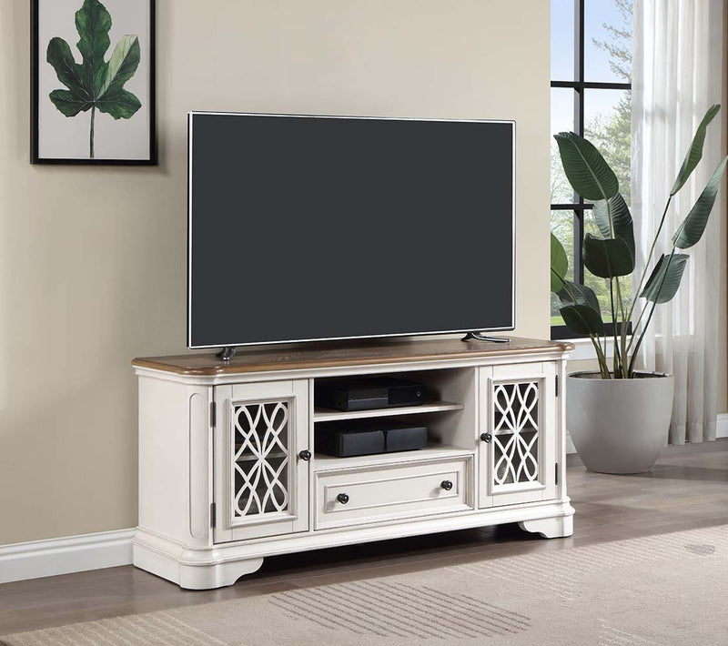 Florian - TV Stand - Oak & Antique White Finish